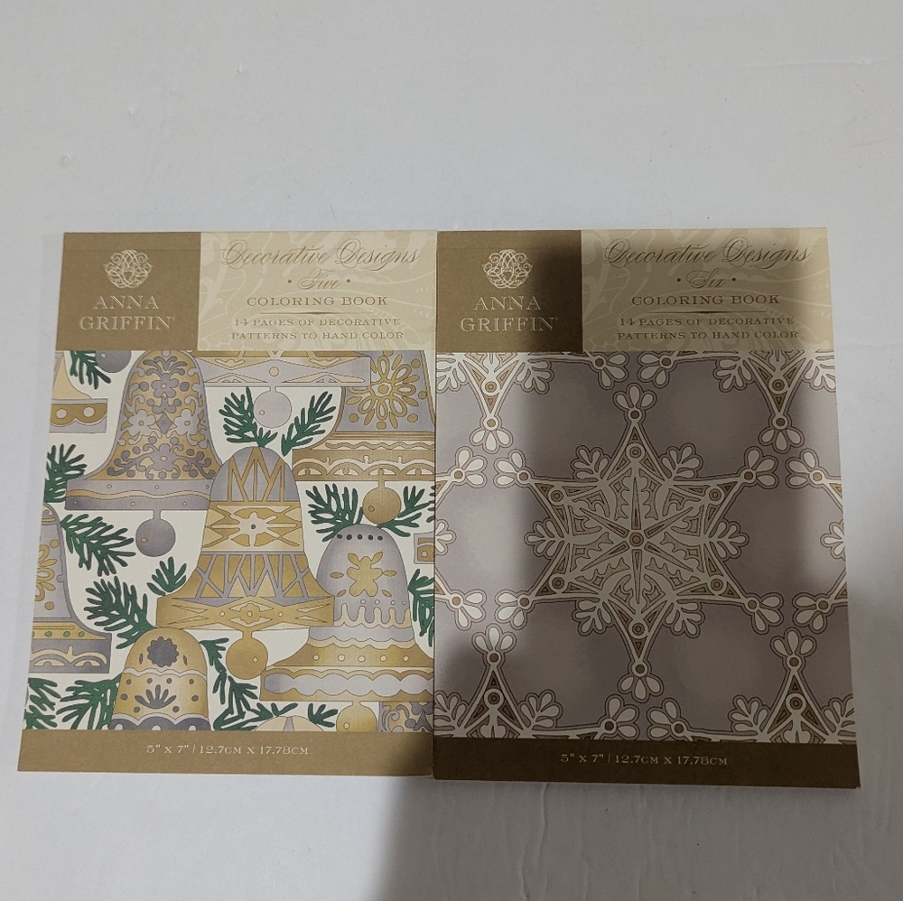 Anna Griffin Decorative Designs Coloring books, 5x7 Lot of Two